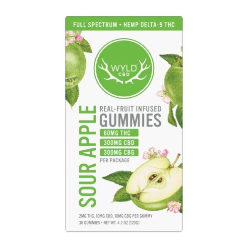 WYLD Sour Apple THC + CBD + CBG Gummies — Package count requires UPC review