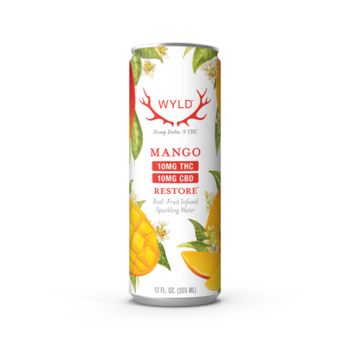 WYLD Mango Restore THC + CBD Sparkling Water