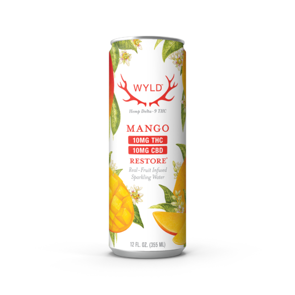 WYLD Mango Restore THC + CBD Sparkling Water