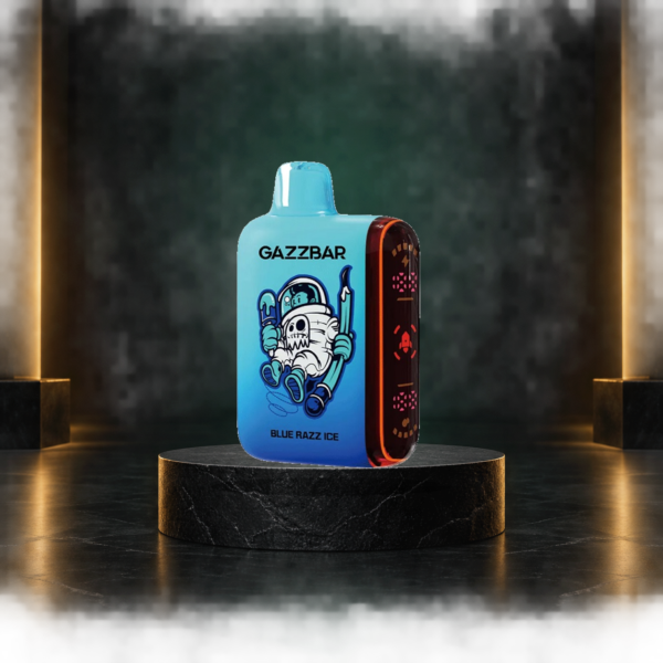 GAZZBAR Rocket Blue Razz Ice disposable vape cinematic product image