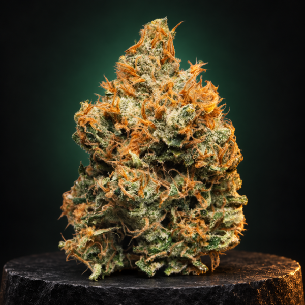 Sticky Green Golden Goat top shelf flower 1 ounce cinematic product image